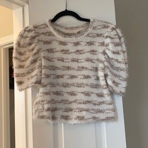 White/taupe sweater top